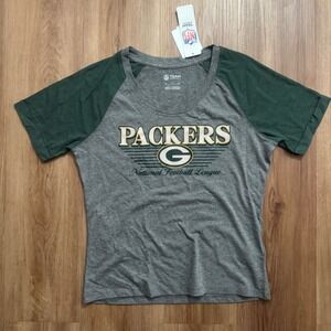 NFL Team Apparel Green Bay Packers Gray Raglan T Shirt Women's Small NWT